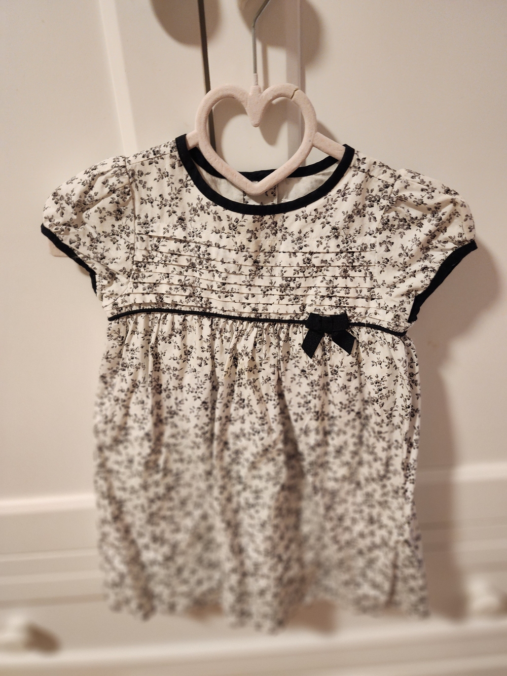 Janie and Jack Black and White Floral Smocked Dress